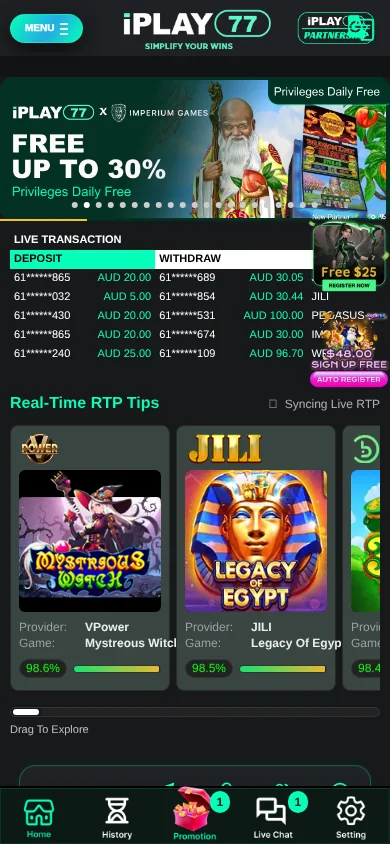 iPlay77 mobile application